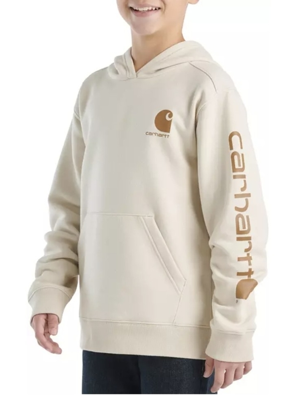 GUC Carhartt Cream Hoodie with Chestnut Brown Logo - Teen 18-20 - Picture 2 of 4
